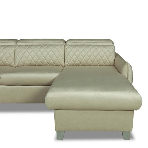 Coltar U Extensibil Cu Lada Tiago, Stanga, 6 Locuri, Tetiere Reglabile, Crem 330 Cm