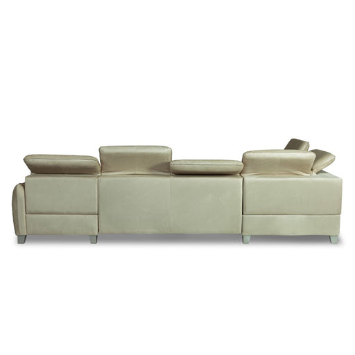 Coltar U Extensibil Cu Lada Tiago, Stanga, 6 Locuri, Tetiere Reglabile, Crem 330 Cm
