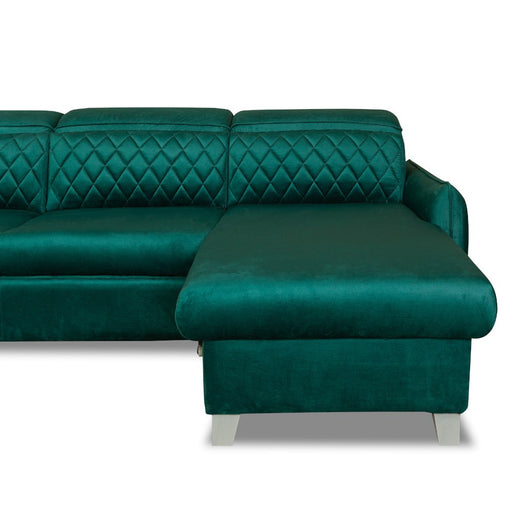 Coltar U Extensibil Tiago, Stanga, 6 Locuri, Tetiere Reglabile, Verde 330 Cm