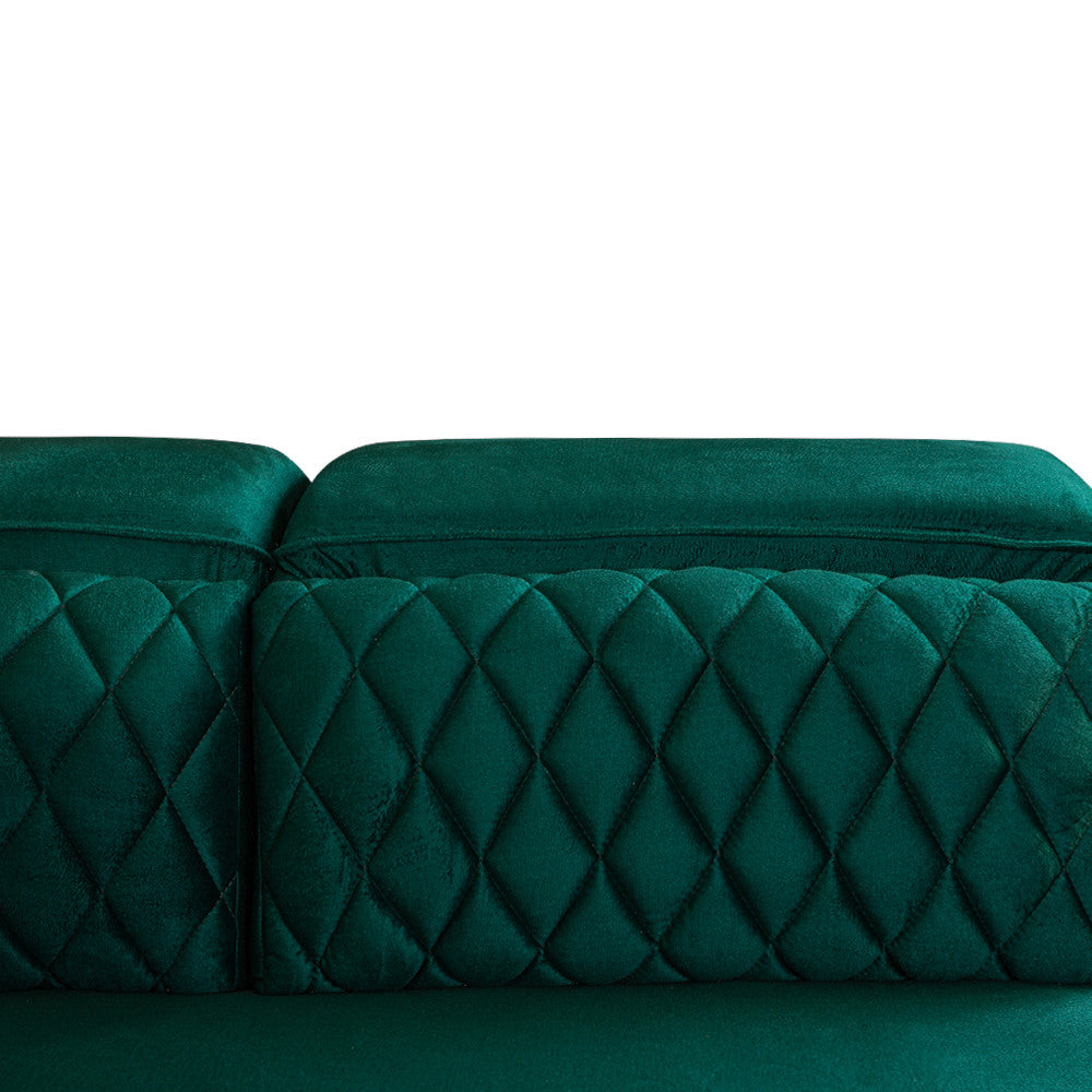 Coltar U Extensibil Tiago, Stanga, 6 Locuri, Tetiere Reglabile, Verde 330 Cm