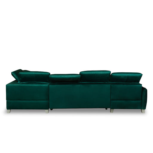 Coltar U Extensibil Tiago, Stanga, 6 Locuri, Tetiere Reglabile, Verde 330 Cm