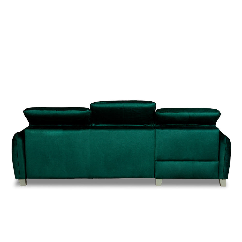 Coltar Extensibil Cu Otoman Dreapta Tiago, 5 Locuri, Tetiere Reglabile, Verde, 255 Cm