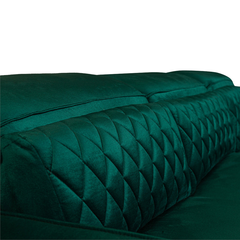 Coltar Extensibil Cu Otoman Dreapta Tiago, 5 Locuri, Tetiere Reglabile, Verde, 255 Cm