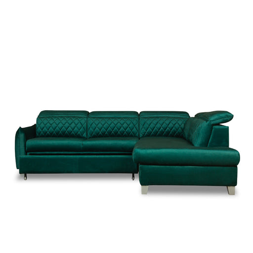 Coltar Extensibil Cu Otoman Dreapta Tiago, 5 Locuri, Tetiere Reglabile, Verde, 255 Cm