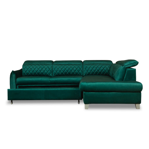 Coltar Extensibil Cu Otoman Dreapta Tiago, 5 Locuri, Tetiere Reglabile, Verde, 255 Cm