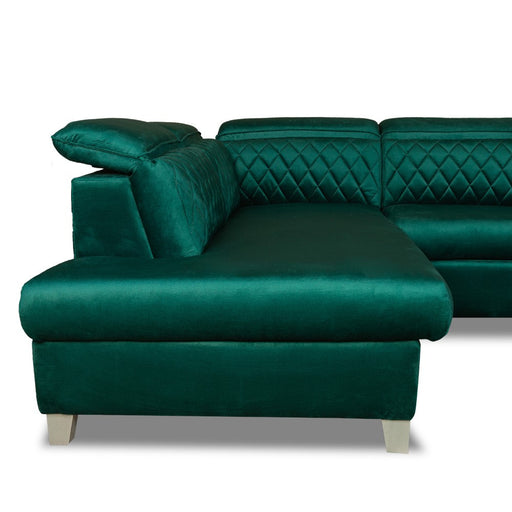 Coltar Extensibil Cu Otoman Stanga Tiago, 5 Locuri, Tetiere Reglabile, Verde, 255 Cm