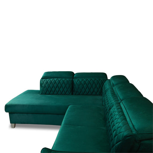 Coltar Extensibil Cu Otoman Stanga Tiago, 5 Locuri, Tetiere Reglabile, Verde, 255 Cm