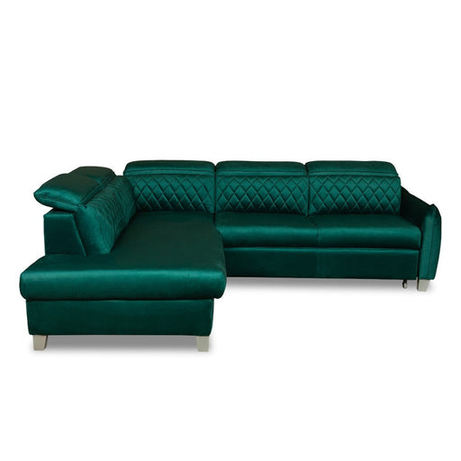 Coltar Extensibil Cu Otoman Stanga Tiago, 5 Locuri, Tetiere Reglabile, Verde, 255 Cm