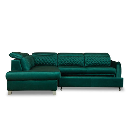Coltar Extensibil Cu Otoman Stanga Tiago, 5 Locuri, Tetiere Reglabile, Verde, 255 Cm