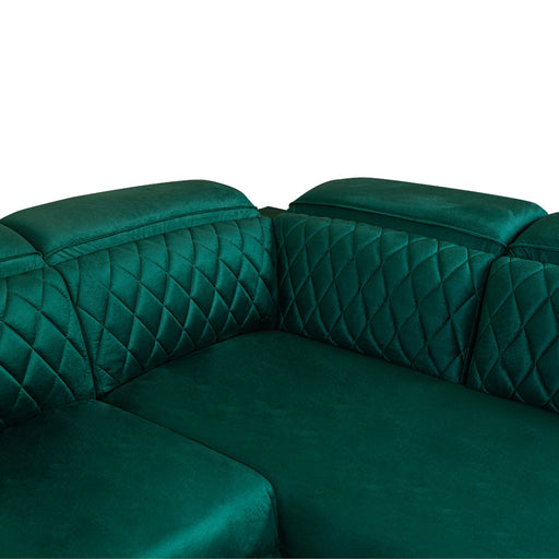 Coltar U Extensibil Cu Lada Tiago, Stanga, 6 Locuri, Tetiere Reglabile, Verde 330 Cm MONOLITH 37