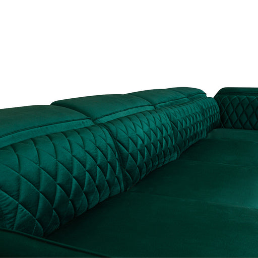 Coltar U Extensibil Cu Lada Tiago, Stanga, 6 Locuri, Tetiere Reglabile, Verde 330 Cm MONOLITH 37