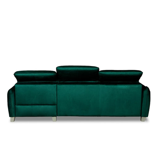 Coltar Extensibil Cu Otoman Stanga Cu Lada Tiago, 5 Locuri, Tetiere Reglabile, Verde, 255 Cm