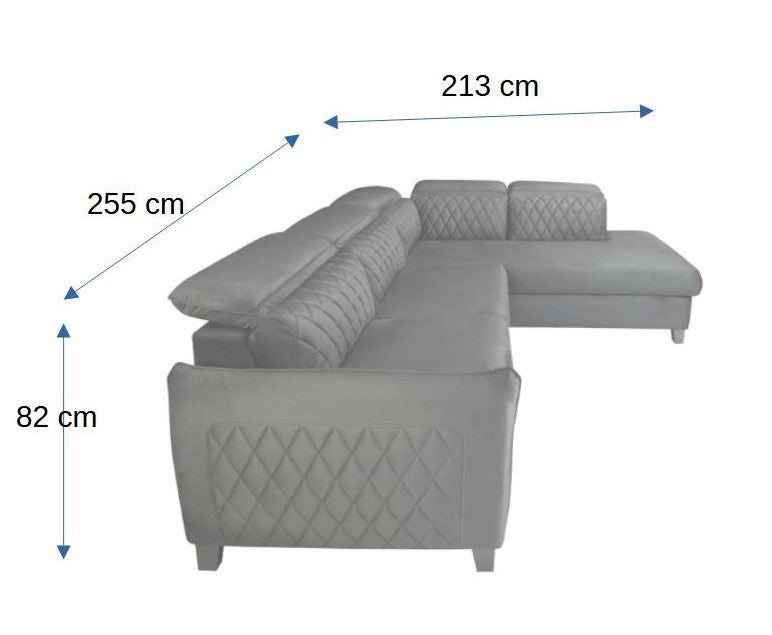 Coltar Extensibil Cu Otoman Dreapta Cu Lada Tiago, 5 Locuri, Tetiere Reglabile, Crem, 255 Cm