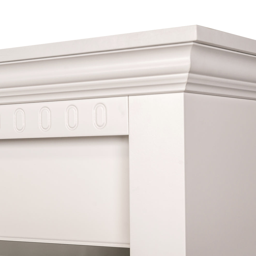 Set Dormitor Saint Tropez Alb, Pat Tapitat Cu Dimensiune Saltea 160 X 200, Dulap Cu Usi Culisante, 2 Noptiere, Vopsit Alb