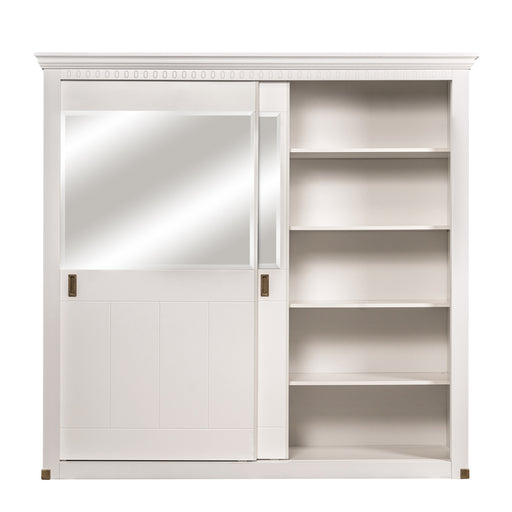 Set Dormitor Saint Tropez Alb, Pat Tapitat Cu Dimensiune Saltea 160 X 200, Dulap Cu Usi Culisante, 2 Noptiere, Vopsit Alb