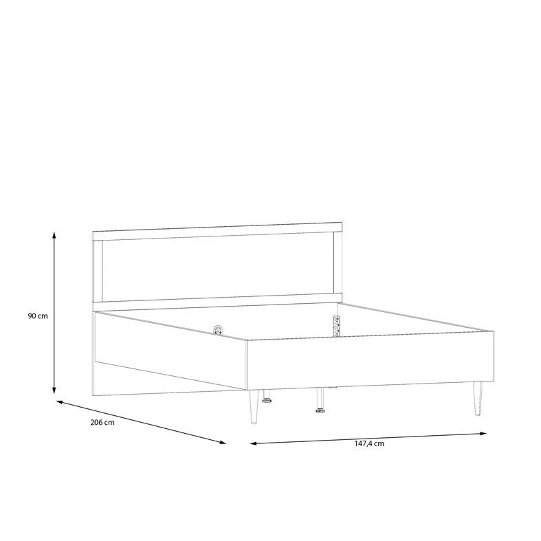 Set Dormitor Charleston, Dulap Cu 2 Usi, Noptiere Si Pat Cu Dimensiune saltea 140 x 200 Cm