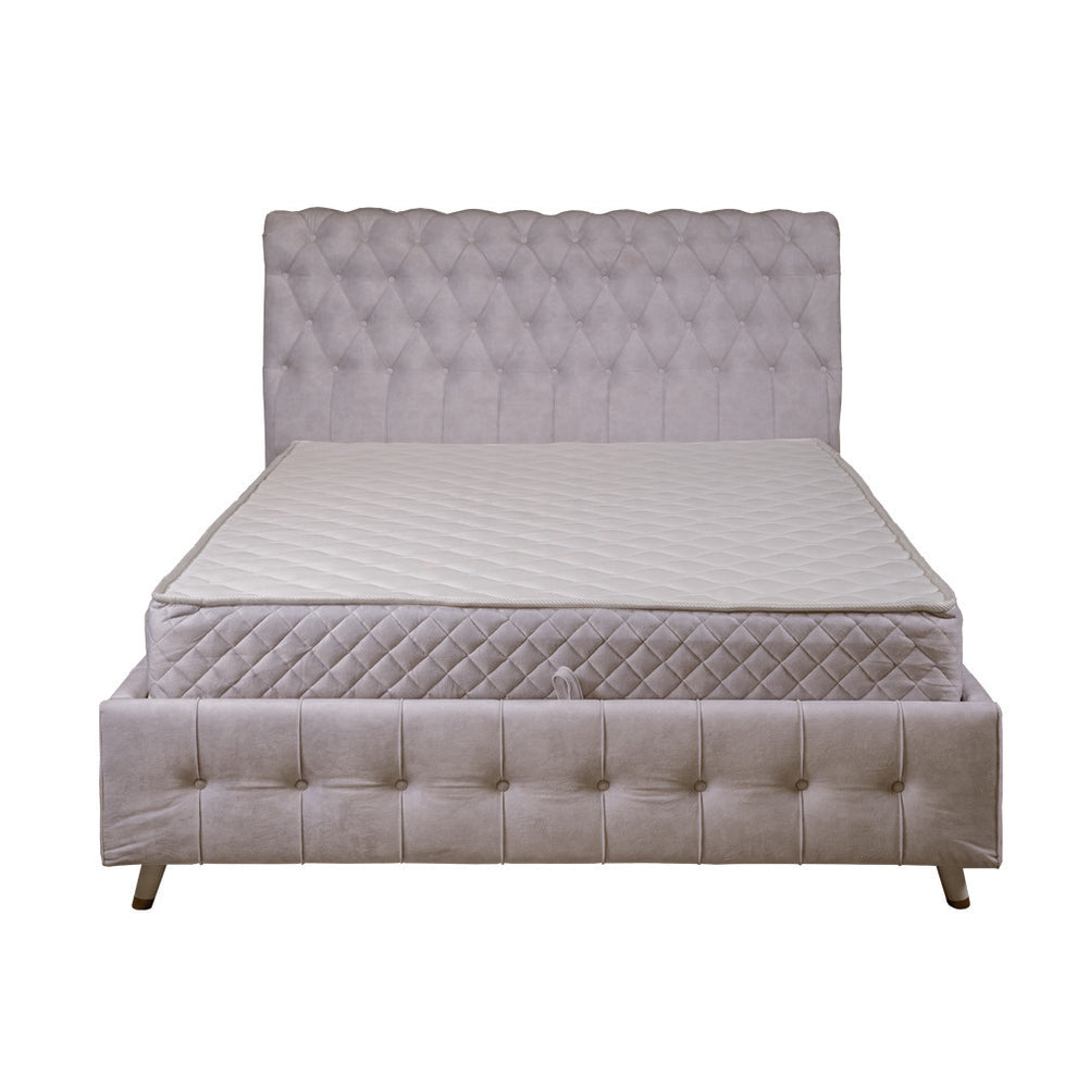 Set Dormitor Saint Tropez Alb, Pat Tapitat Cu Dimensiune Saltea 160 X 200, Dulap Cu Usi Culisante, 2 Noptiere, Vopsit Alb