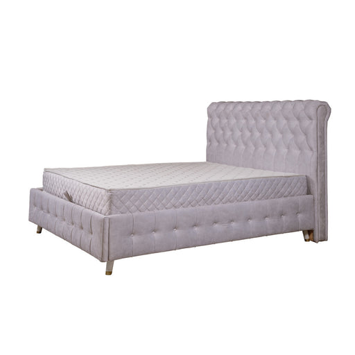 Set Dormitor Saint Tropez Alb, Pat Tapitat Cu Dimensiune Saltea 160 X 200, Dulap Cu Usi Culisante, 2 Noptiere, Vopsit Alb