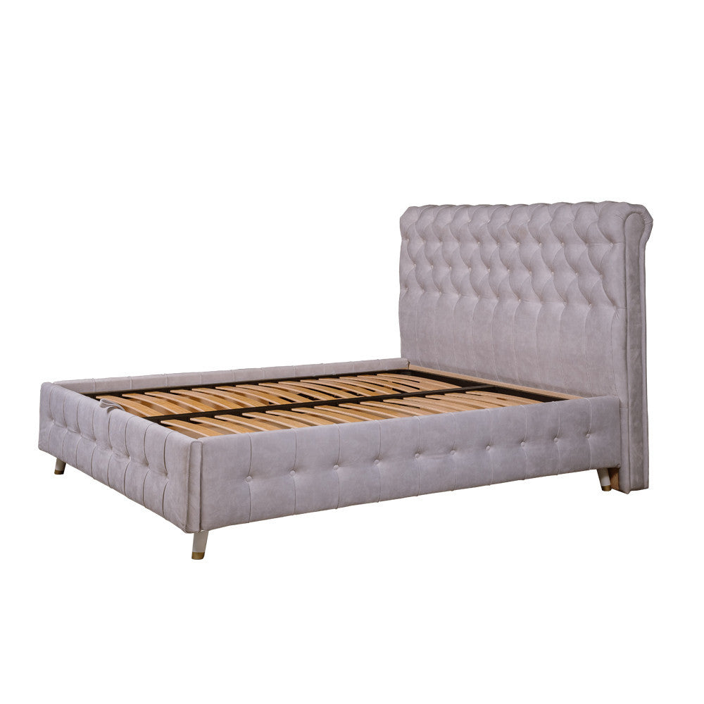 Set Dormitor Saint Tropez Alb, Pat Tapitat Cu Dimensiune Saltea 160 X 200, Dulap Cu Usi Culisante, 2 Noptiere, Vopsit Alb