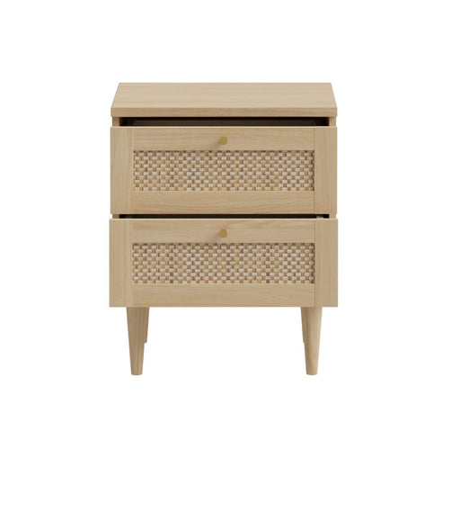 Noptiera Charleston, Stejar Elegancia cu Polyrattan, 50.4 Cm