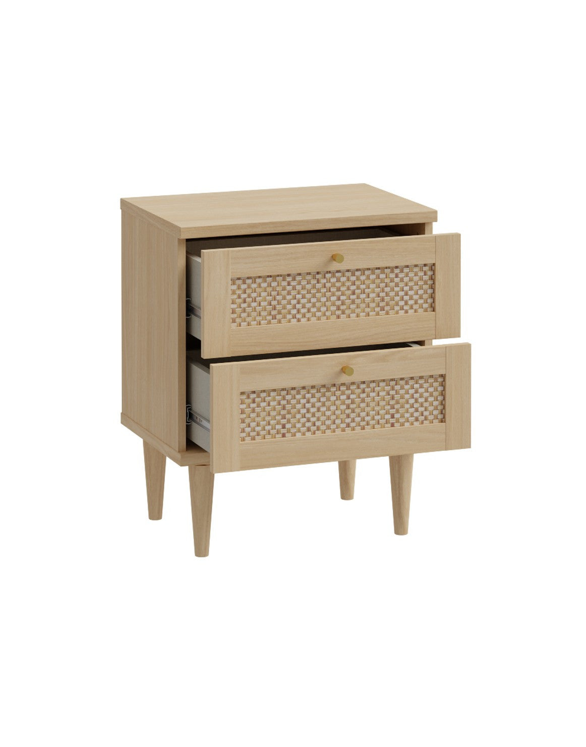 Noptiera Charleston, Stejar Elegancia cu Polyrattan, 50.4 Cm