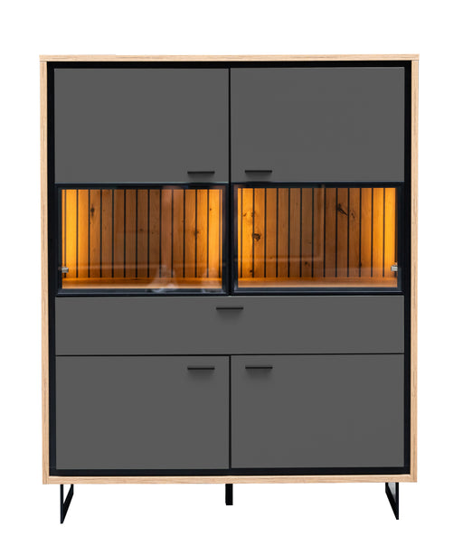 Highboard 4 Usi  Si 1 Sertar Sonata Akustik Royal Grey 105 Cm