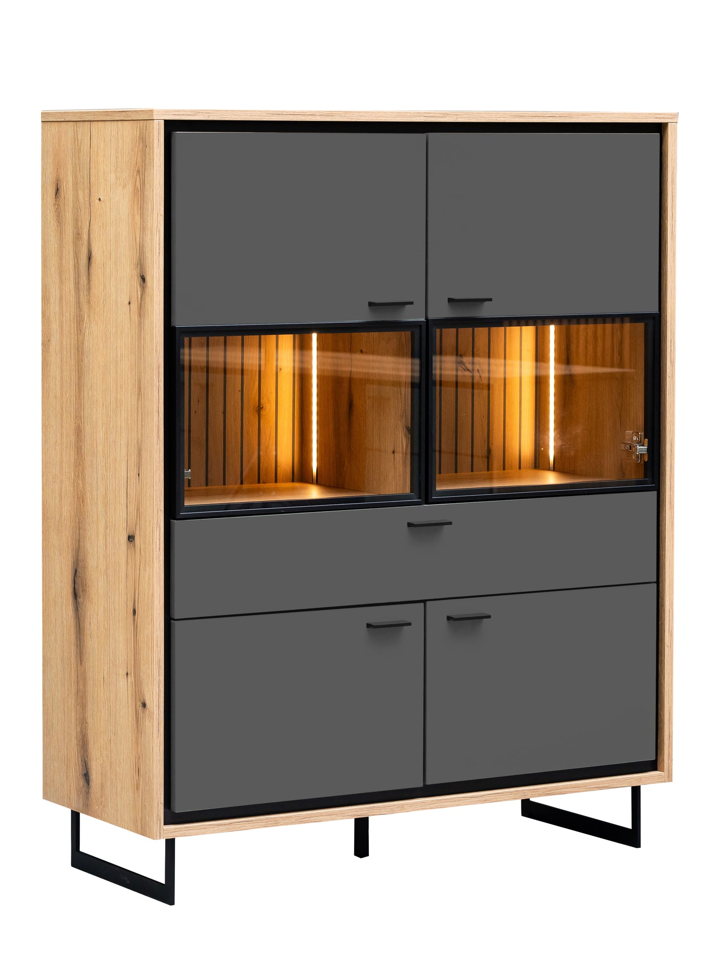 Highboard 4 Usi  Si 1 Sertar Sonata Akustik Royal Grey 105 Cm