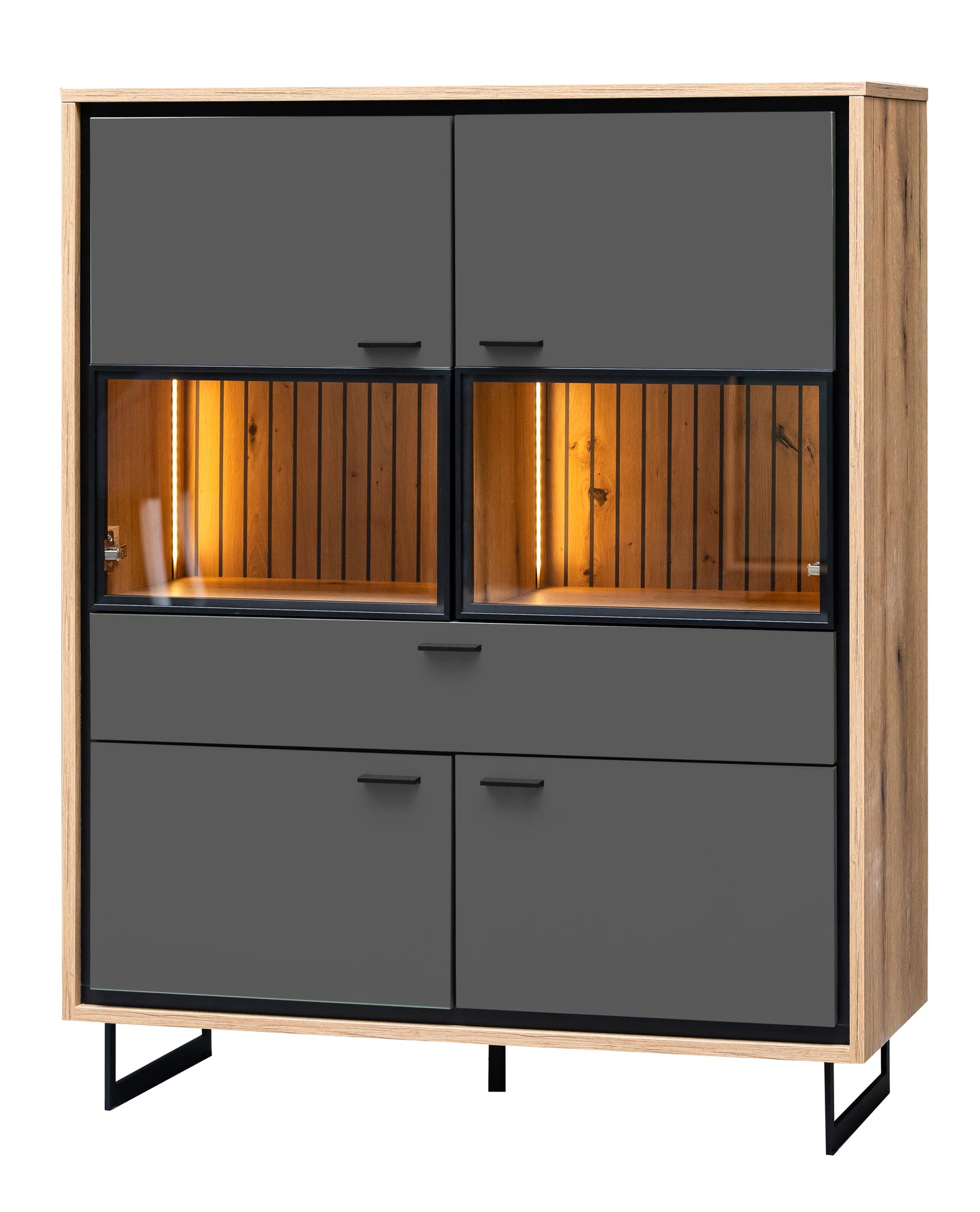 Highboard 4 Usi  Si 1 Sertar Sonata Akustik Royal Grey 105 Cm