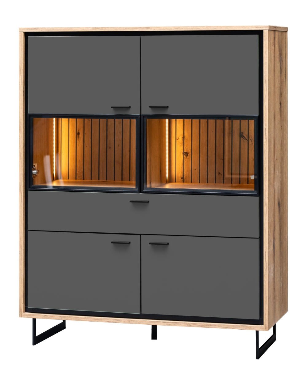 Highboard 4 Usi  Si 1 Sertar Sonata Akustik Royal Grey 105 Cm
