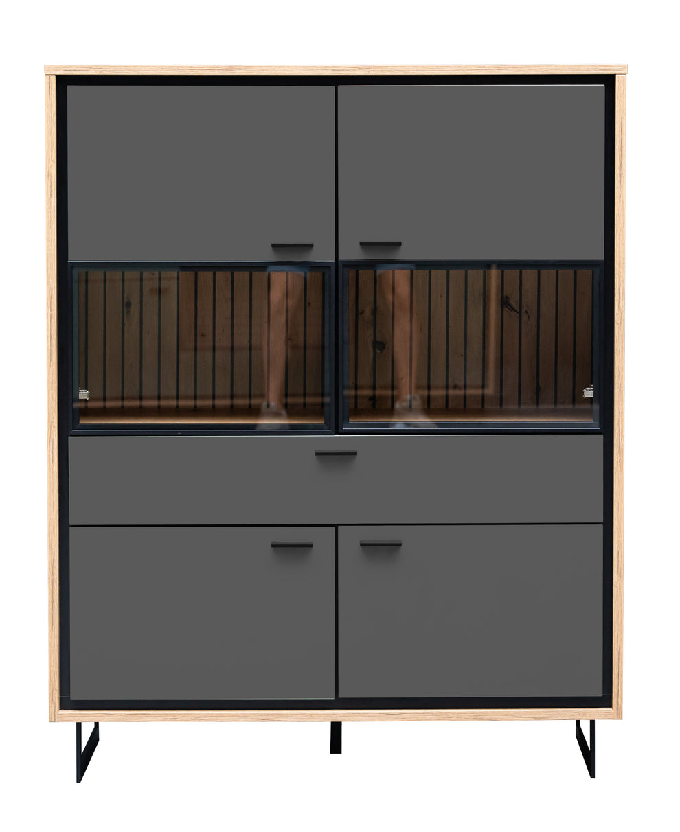 Highboard 4 Usi  Si 1 Sertar Sonata Akustik Royal Grey 105 Cm