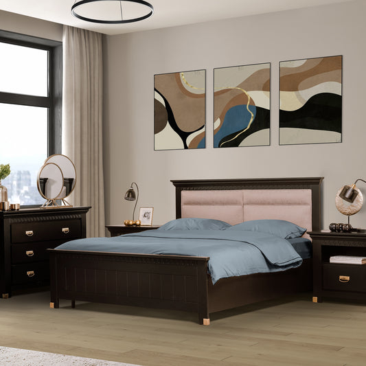 Pat Dormitor Saint Tropez, Dimensiune Saltea 160 X 200 Cm, Cu Tablie Tapitata, Vopsit, Negru