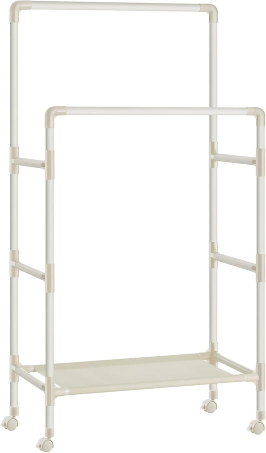 Suport Metalic Pentru Haine Cu 2 Bare Si 1 Raft, 83 Cm