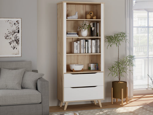 Etajera 2 Sertare Vankka, Stejar pardosit Si Alb, 84.7 Cm