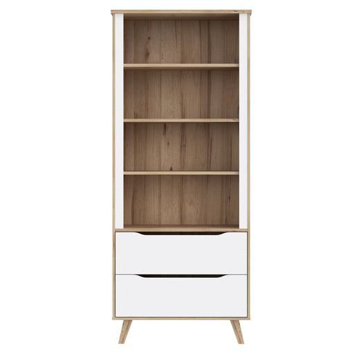 Etajera 2 Sertare Vankka, Stejar pardosit Si Alb, 84.7 Cm