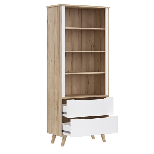 Etajera 2 Sertare Vankka, Stejar pardosit Si Alb, 84.7 Cm