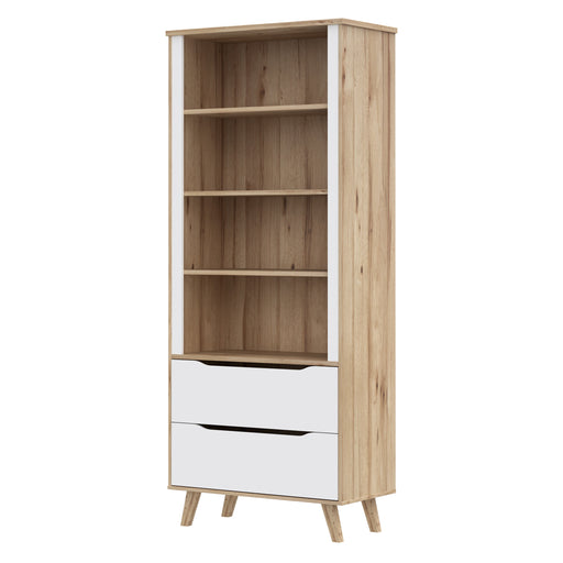 Etajera 2 Sertare Vankka, Stejar pardosit Si Alb, 84.7 Cm