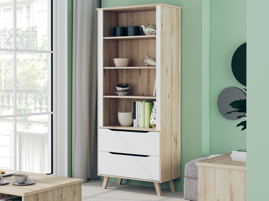 Etajera 2 Sertare Vankka, Stejar pardosit Si Alb, 84.7 Cm