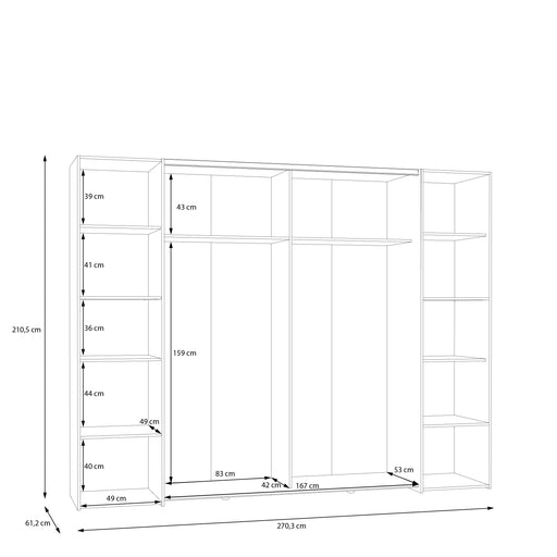 Dulap Energy Cu 4 Usi Negru Si Alb, 270 Cm