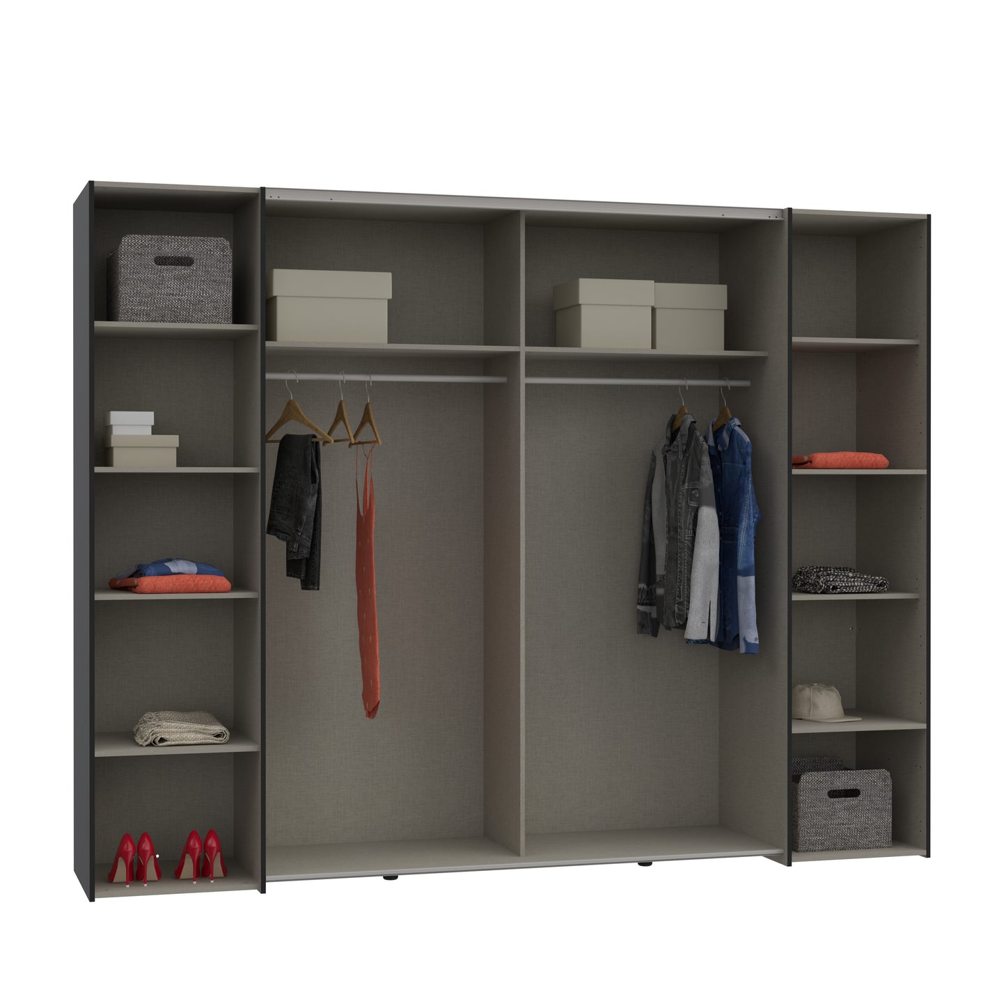 Dulap Energy Cu 4 Usi Negru Si Alb, 270 Cm