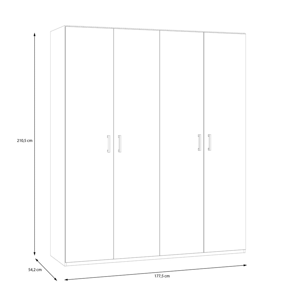 Dulap 4 Usi Ecobest 2 Alb, 177.5 Cm