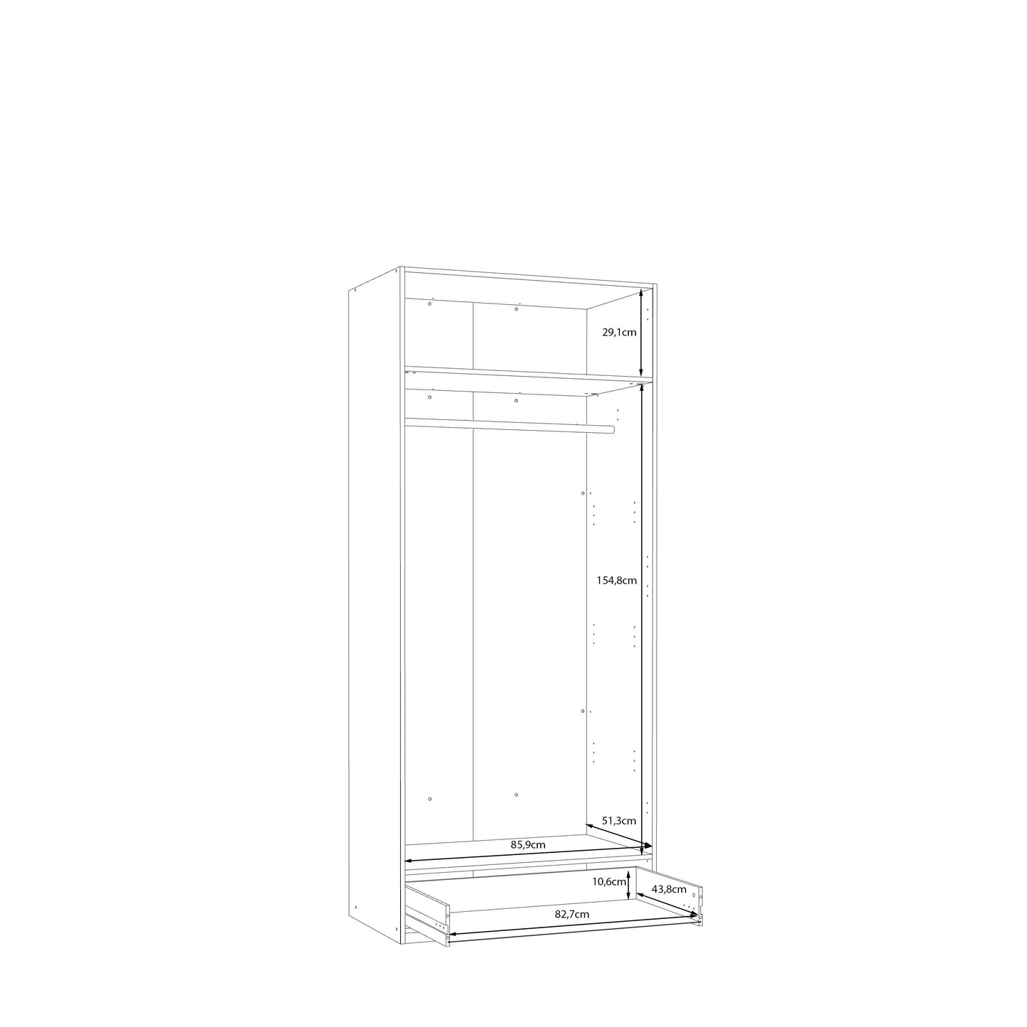 Dulap 2 Usi Si 1 Sertar Ecobest 2 Stejar Mauvella, 88.9 Cm