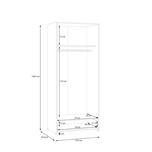 Dulap 2 Usi Si 1 Sertar Ecobest Alb Si Stejar Puccini, 79.7 Cm