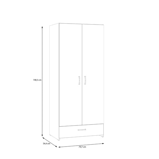 Dulap 2 Usi Si 1 Sertar Ecobest Alb Si Stejar Puccini, 79.7 Cm
