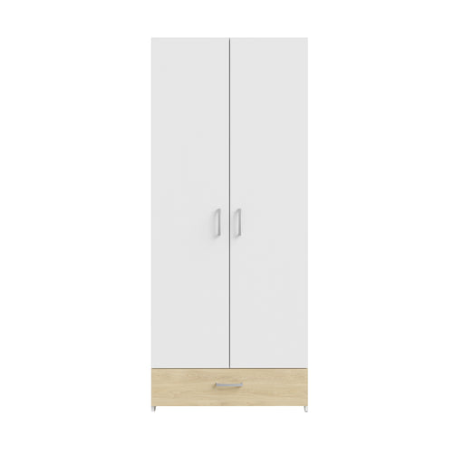 Dulap 2 Usi Si 1 Sertar Ecobest Alb Si Stejar Puccini, 79.7 Cm