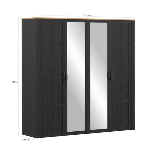 Dulap 4 Usi  Blackhit, Stejar Riviera Si Stejar Cabezone, 215,9 Cm