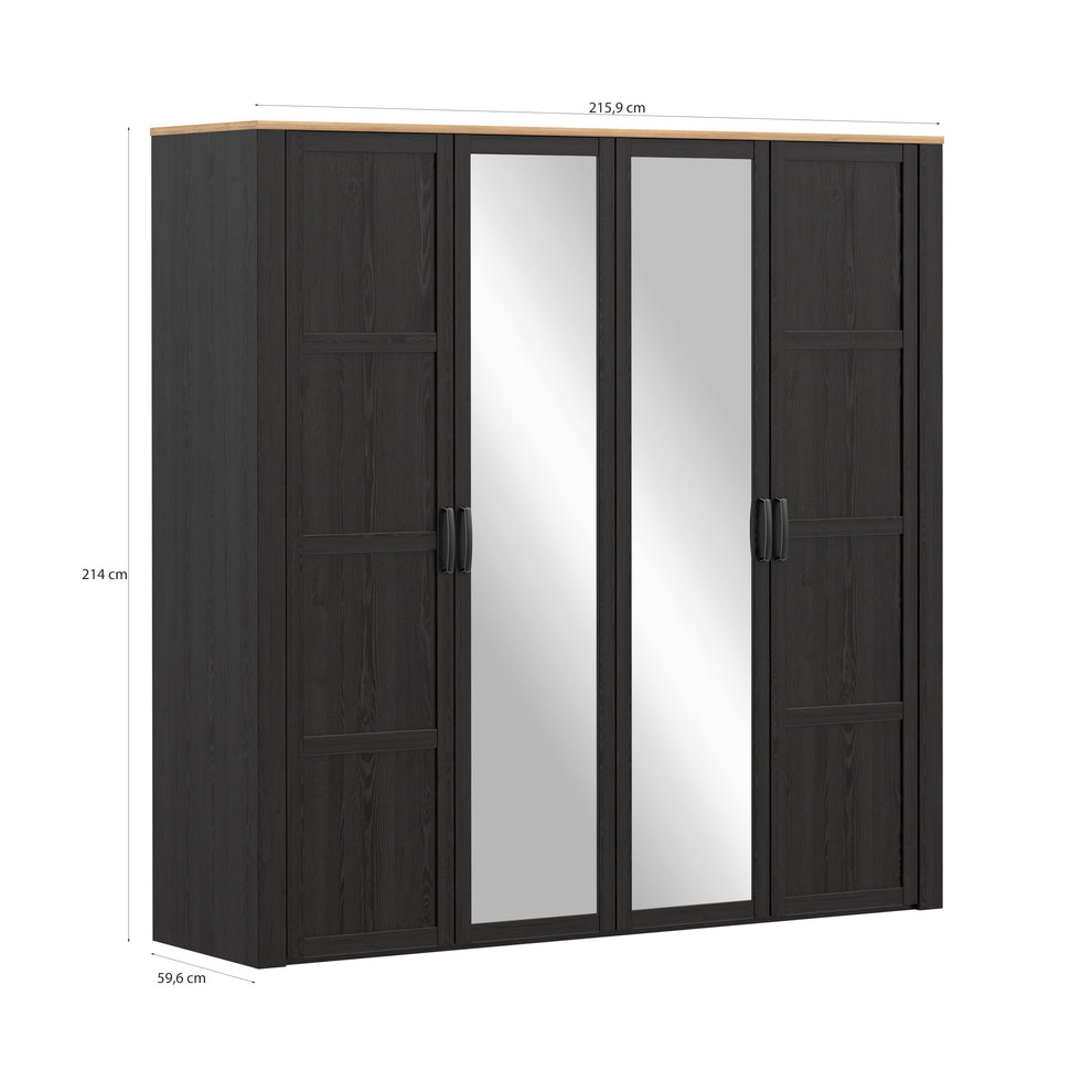 Dulap 4 Usi  Blackhit, Stejar Riviera Si Stejar Cabezone, 215,9 Cm