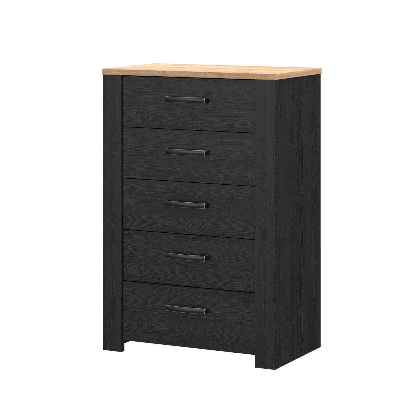 Comoda 5 Sertare  Blackhit, Stejar Riviera Si Stejar Cabezone, 71.7  Cm