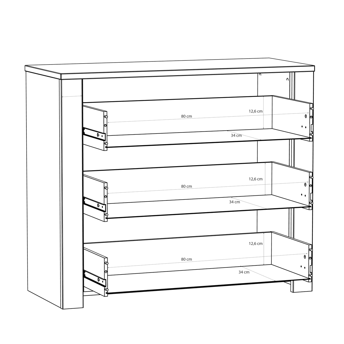 Comoda 4 Sertare Blackhit, Stejar Riviera Si Stejar Cabezone, 101,4  Cm