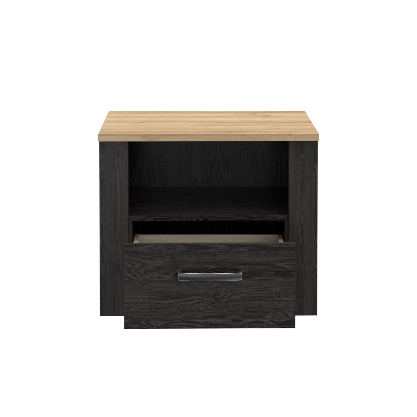Noptiera Cu 1 Sertar Blackhit, Stejar Riviera Si Stejar Cabezone, 61.6  Cm