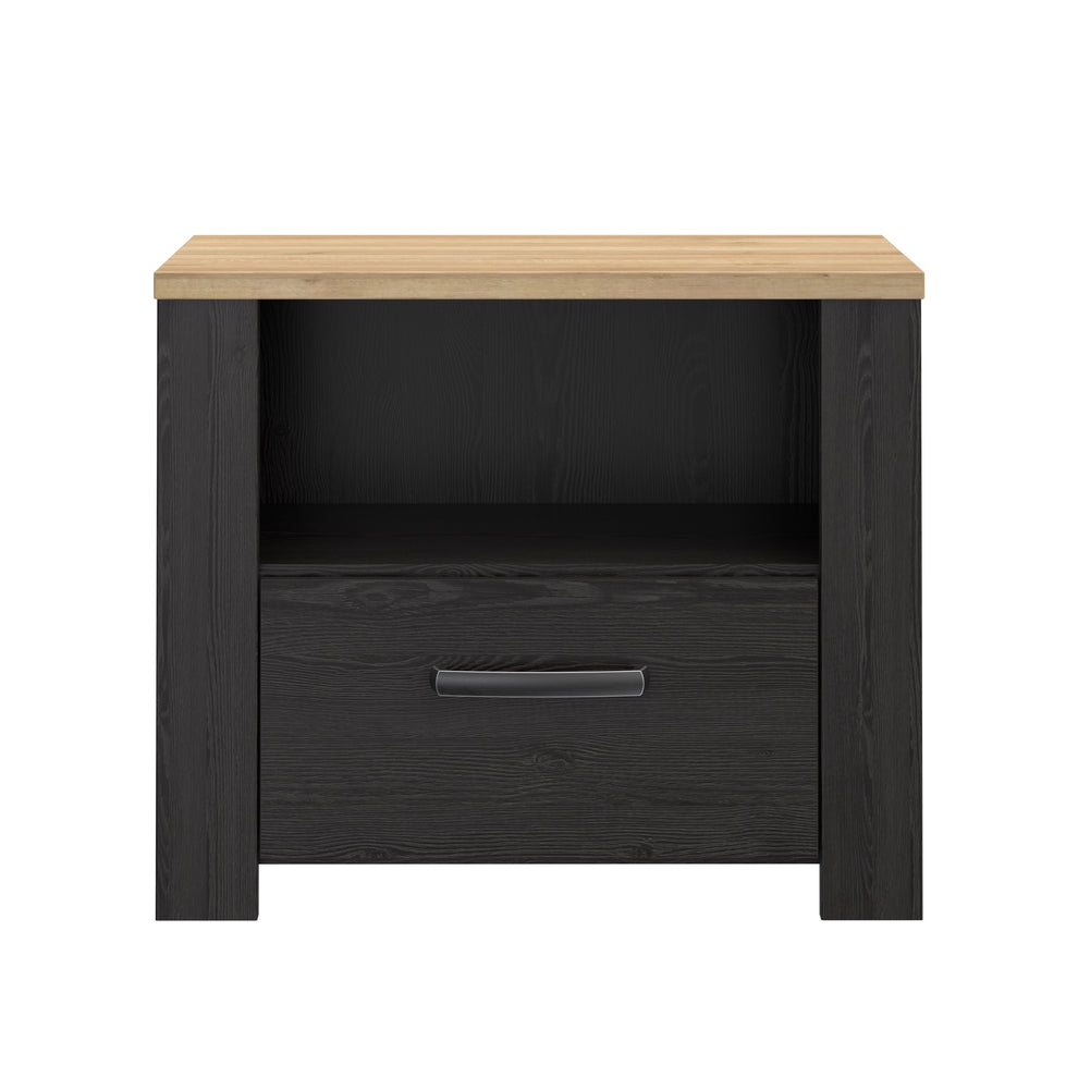 Noptiera Cu 1 Sertar Blackhit, Stejar Riviera Si Stejar Cabezone, 61.6  Cm